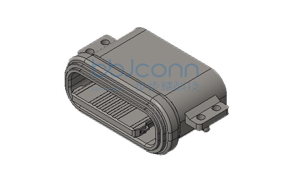 TYPE-C 16P 防水母座 沉板1.6 带锁板贴片 舌片外露0.95 带中夹片 端子SMT L=6.5 锌合金外壳 LCP黑胶 IPX7 编带