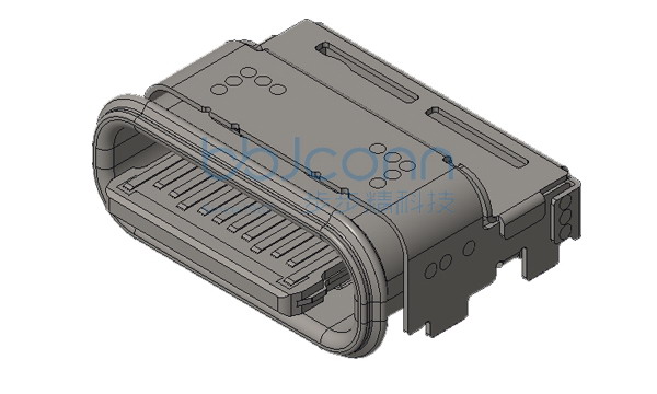 TYPE-C 24P 防水母座 板上四脚插 L=7.49 CH=1.5 舌片外漏1.15 端子双排SMT IPX8 镀金30U 编带
