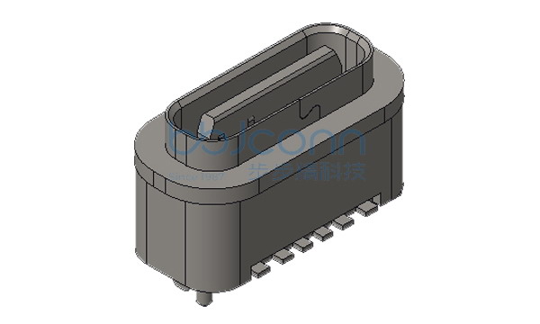 TYPE-C 6P 防水母座 直立式 H=6.0 两脚插 带柱 端子SMT IPX8