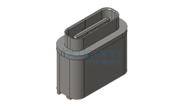 TYPE-C 6P 防水母座 直立式 端子SMT 两脚插 H=9.30 带中夹片 带柱 不锈钢外壳 LCP黑胶 IPX7 带方形防水圈 编带