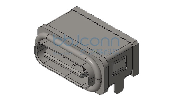 TYPE-C 6P 防水母座 90度 板上两脚插 带柱 L=7.30 CH=2.26 带中夹片 端子SMT IPX8 带防水圈