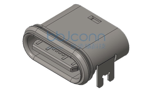 TYPE-C 16P 防水母座 板上四脚插 L=7.45 舌片外露0.08 端子SMT IPX4