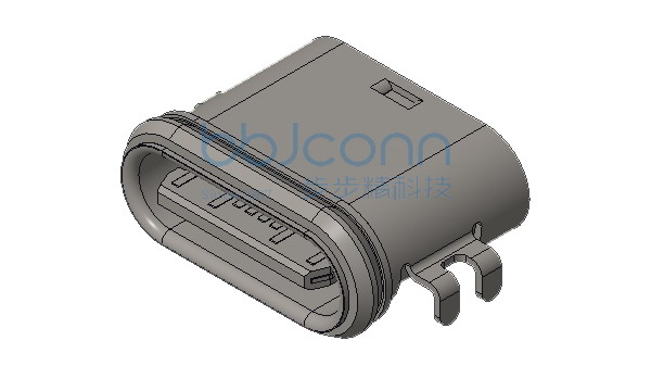 TYPE-C 16P 防水母座 两脚插 端子SMT 沉板1.40 L=7.45 CH=0.36 舌片外漏0.08 带防水圈 IPX7