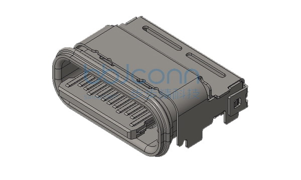 TYPE-C 24P 防水母座 板上四脚插 L=7.50 CH=1.50 舌片外漏1.15 端子双排SMT IP67