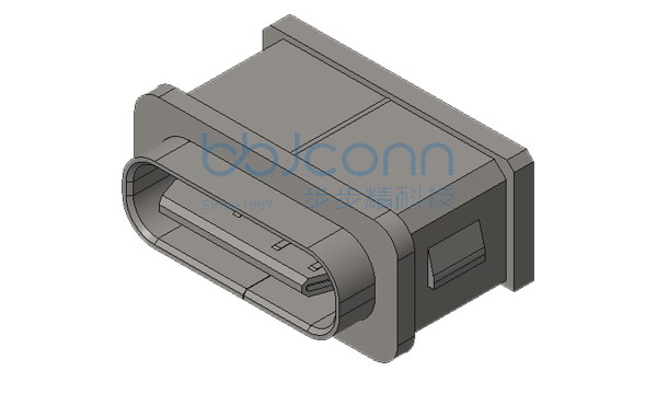 TYPE-C 6P 直立式 防水母座 H=7.30 舌片外漏0.02 带柱 端子DIP IPX8