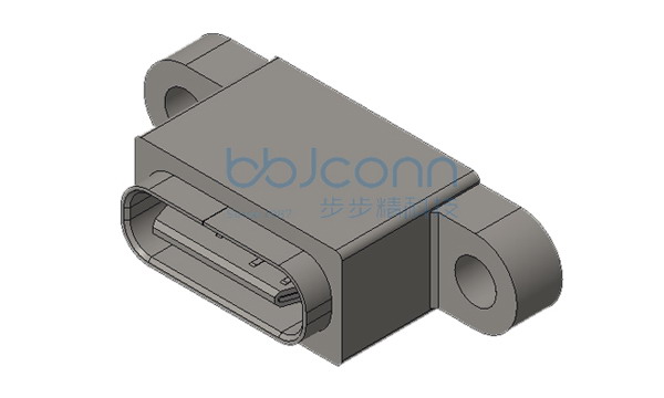 TYPE-C 6P 直立式 防水母座 H=7.88 带耳 端子DIP IPX8
