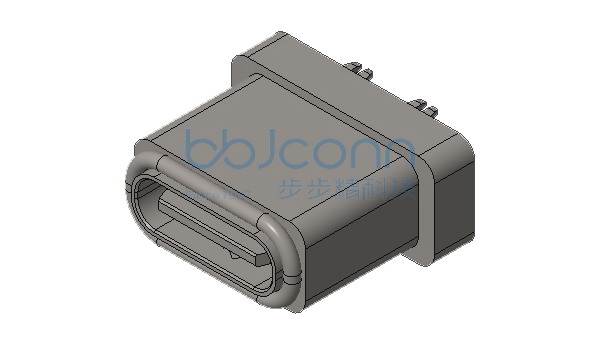 TYPE-C 14P 防水母座 直立式 H=10.5 四脚鱼叉 端子DIP IPX7 O型防水圈