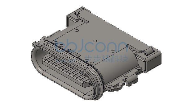 TYPE-C 24P 母座 双壳 四脚插 端子双排SMT 沉板1.33 L=8.40 CH=0.35 IPX7 编带