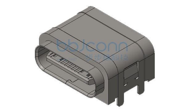 TYPE-C 16P 防水母座 90度 板上四脚插 L=7.85 带柱 带中夹片 端子SMT IPX6 不点胶 编带