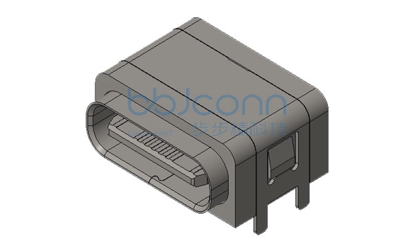 TYPE-C 16P 防水母座 90度 板上四脚插 带柱 端子SMT IPX8 7x1黑色O型防水圈  L=7.85 电流5A 编带