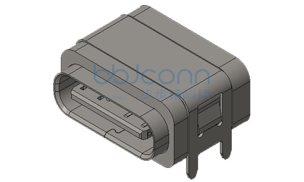 TYPE-C 6P 防水母座 板上型 外壳四脚DIP 端子SMT L=7.90 带柱 不锈钢外壳 LCP黑胶 IPX7 方型防水圈 编带