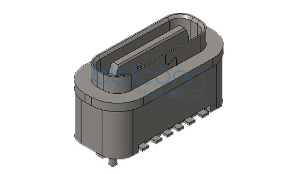 TYPE-C 6P 防水母座 直立式 H=6.0 两脚插 带柱 端子SMT  IPX8