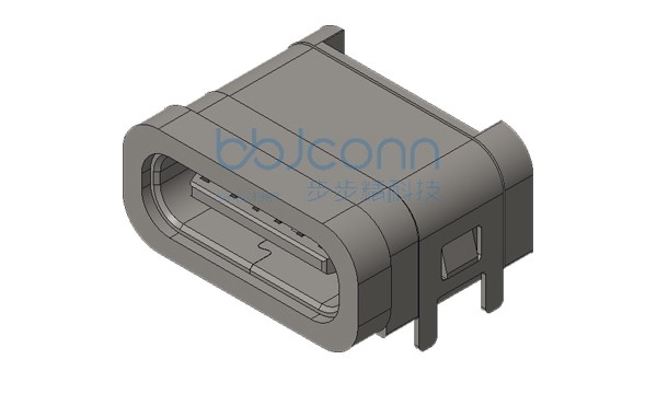 TYPE-C 6P 防水母座 板上四脚插 带柱 点胶 L=7.85 SMT 方形防水圈 IPX7