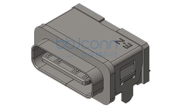TYPE-C 16P 防水母座 两脚插 带中夹片 端子SMT 带柱 L=7.32 方型防水圈 IPX8 编带
