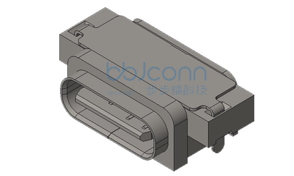 TYPE-C 6P 防水母座 沉板2.18 两脚插 带柱 端子SMT L=7.2 方型防水圈 IPX8 编带