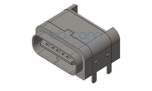TYPE-C 6P 防水母座 四脚插 带柱 L=8.20 CH=2.35 端子SMT IPX7 带防水圈 (点胶)