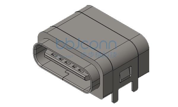 TYPE-C 6P 防水母座 四脚插 带柱 L=8.20 CH=2.35 端子SMT IPX7 带防水圈(不点胶)