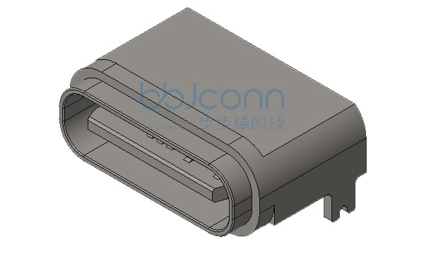 TYPE-C 8P 防水母座 板上两脚插 鱼叉脚 带0.9柱 端子SMT L=6.35 CH=1.55 IPX7