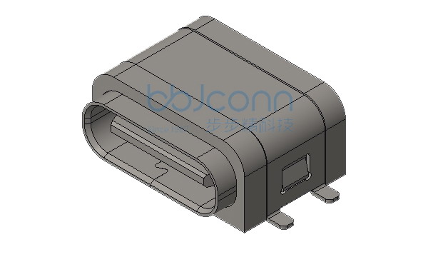 TYPE-C 6P 防水母座 板上四脚贴 带柱 端子SMT L=7.85 IPX8 带中夹片 编带