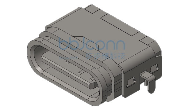 TYPE-C 6P 防水母座 两脚插 沉板1.6 带柱 端子SMT L=7.5 带中夹片 IPX8 O型防水圈 编带