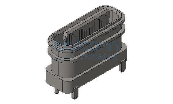 TYPE-C 16P 防水母座 立贴 四脚插 端子SMT 舌片外露0.8 H=5.73 IPX7 编带