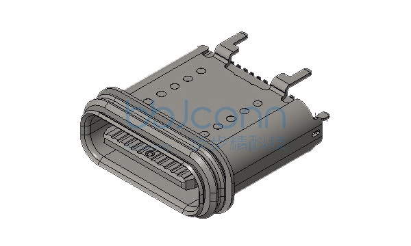 TYPE-C 24P 防水母座 直立式 六脚插 H=9.25 端子SMT IPX7 加盖编带