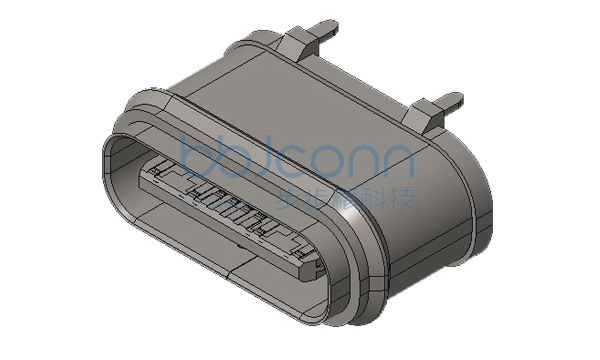 TYPE-C 16P 防水母座 直立式 四脚插 带柱 端子SMT 不锈钢外壳 IPX7 H=6.07