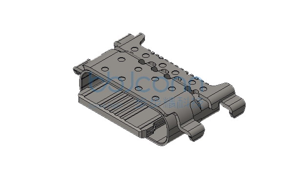 TYPE-C 16P 防水母座 四脚插 L=7.60 沉板1.53 舌片外露1.50 CH=1.58 端子SMT IP65