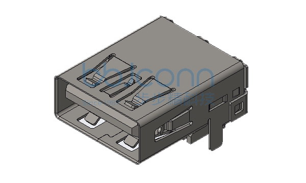 USB 3.0 AF 90度 L=16.50 后两脚插 直脚 端子DIP 平口 LCP蓝胶 铜壳 编带