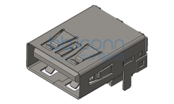 USB 3.0 AF 90度 L=16.50 后两脚插 直脚 端子DIP 平口 PBT蓝胶 铁壳