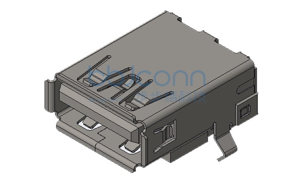USB 3.0 AF 90度 L=16.70 H=6.96 后两脚插 弯脚 端子DIP 端子脚长2.30 卷边 LCP蓝胶 铜壳