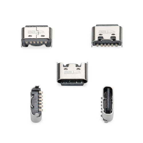 TYPE-C 6PIN　母座立式短体贴板H=5.0--（UC.01.53-1B-0003）