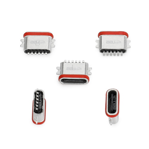 TYPE-C 6P 防水母座沉板0.8俩脚全贴L=6.70-高端座锌合金外壳 IPX7---(UC.01.33-1J-0001)_调整大小